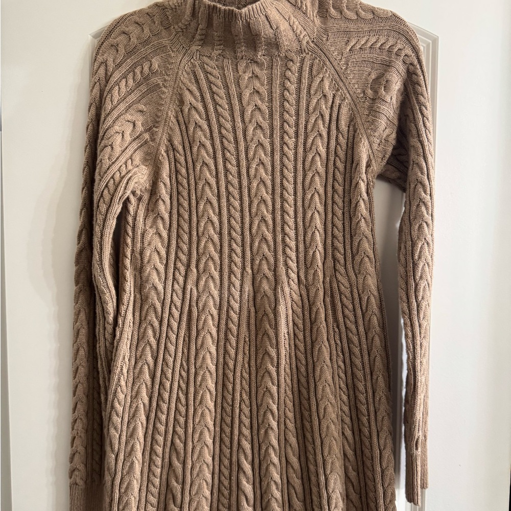 The Limited Tan Cable Knit Turtleneck Sweater